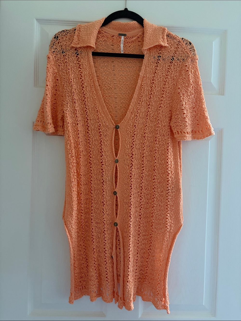 Free People Peach Crochet Swim Coverup